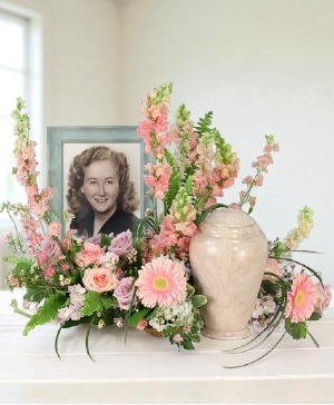 Delicate Remembrance Cremation Flowers   (urn/frame not included) 
