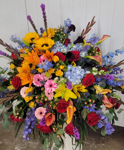 Delphinium Casket Spray Sympathy Casket Sprays