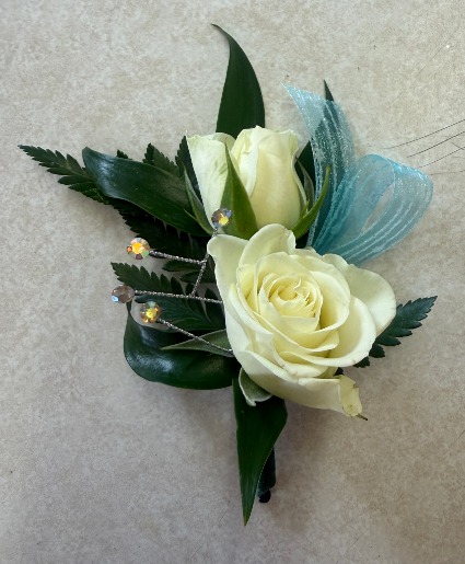 Deluxe Double Rose Boutonniere Corsage and Boutonnieres