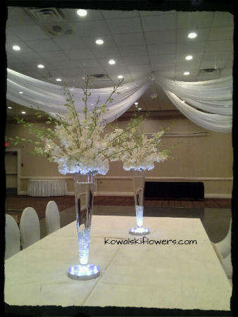 Dendrobium Orchids & Hydrangea Tall Centerpieces in Whitesboro, NY | KOWALSKI FLOWERS INC.