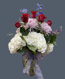 Hydrangea Mixed Roses Fresh Floral Arrangement
