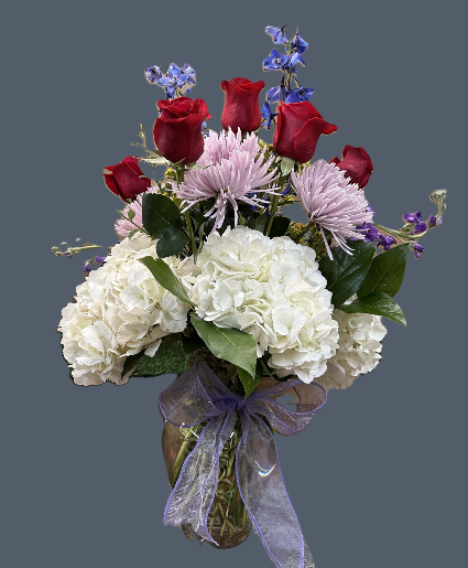 Hydrangea Mixed Roses Fresh Floral Arrangement