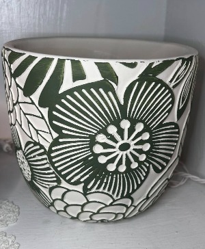 Designer's Choice- Green and White Planter 