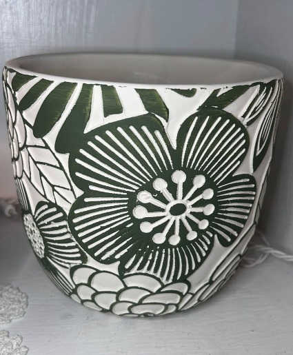 Designer's Choice- Green and White Planter 