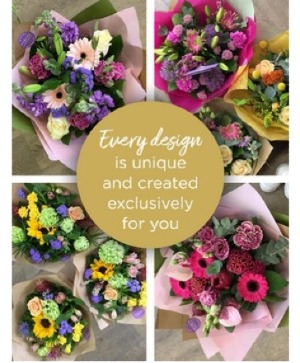 DESIGNER'S CHOICE HAND-TIED BOUQUET -- NO VAS Hand tied