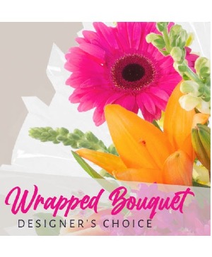Designer's Choice Seasonal Wrapped Bouquet of Flowers