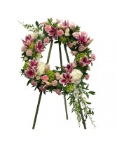 Divine Pink & White Wreath sympathy 