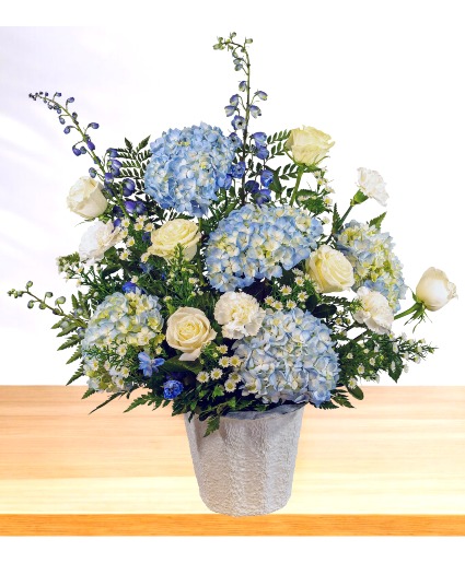 Loving: Blue and White  Mache Arrangement