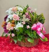 Dish garden basket with flowers  