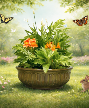 Dish Garden Growing Plants Attractive Container