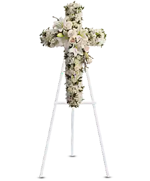 Divine Light Sympathy Arrangement standing and wreath sympathy