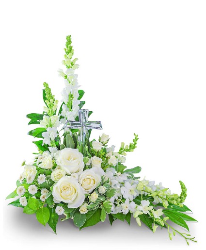 Divine Love With Crystal Cross Keepsake Sympathy Arrangement