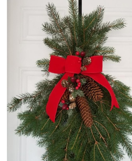 Seasonal Door Swag  Red bow
