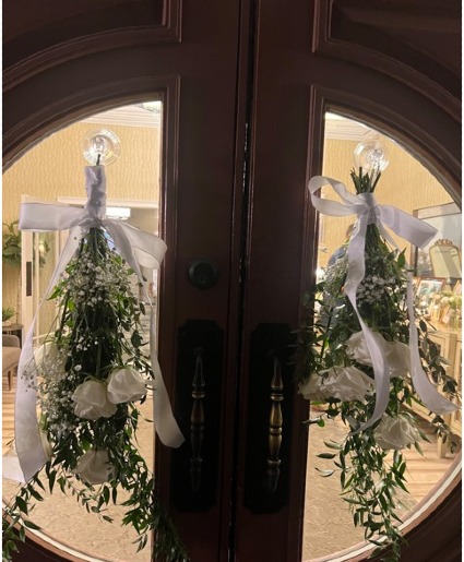 Door Swag with White Roses  Door Decor