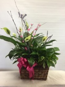Double Basket Combo Basket With Silk Flowers