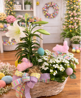 Double Basket With Lilly and Kalanchoe 