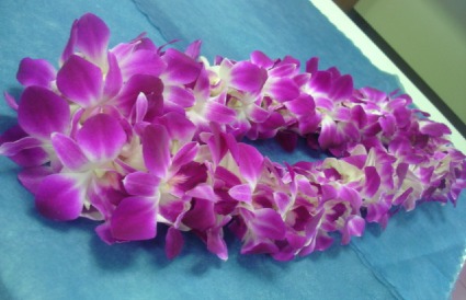 Double-Layered Graduation Lei -- Purple Congratulations / Graduation