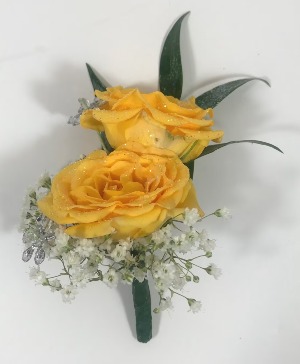 Double Mini Yellow Rose Boutonniere FHF-PB 704 ***Pickup Only***