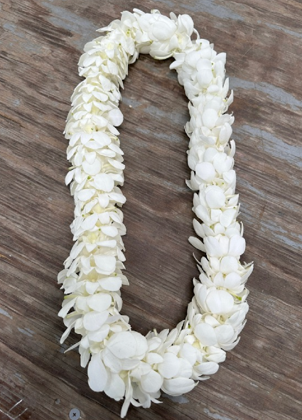 White Double Orchid Lei Limited availability