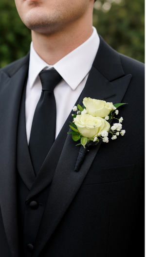 Double White Spray Rose Bout with Babys Breath