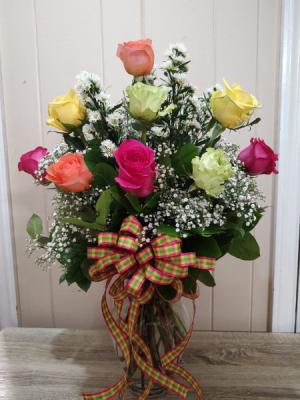 Dozen assorted roses (colors will vary )  Dozen roses 