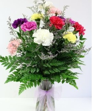 Dozen Carnations      NFS-A46 Vase