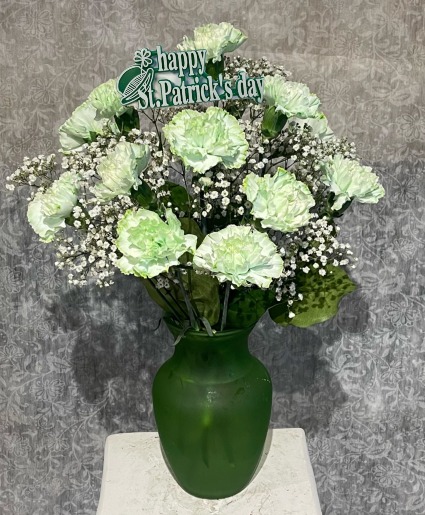 Dozen Green Carnations Carnations Arranged
