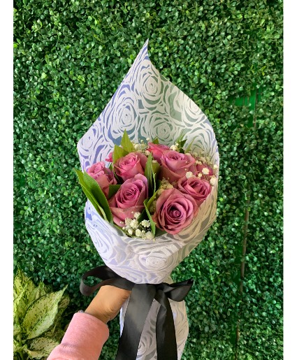 Dozen Lavender Roses Handwrapped Roses