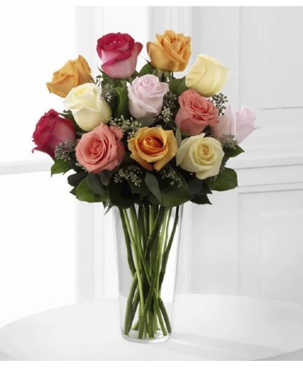 Dozen Mixed Colors of Roses 