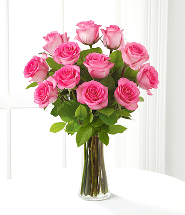 DOZEN PINK ROSES Vase Arrangement