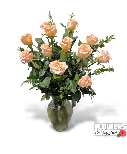 Dozen Premium Peach Roses Rose Arrangement