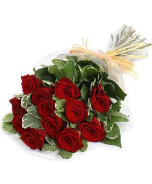 Premium Long Stems Dozen Red Rose Bouquet Hand Tied Flowers
