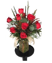 Crimson Harmony Vase Arrangement 