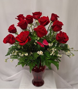 Dozen Red Roses Flower Arrangement