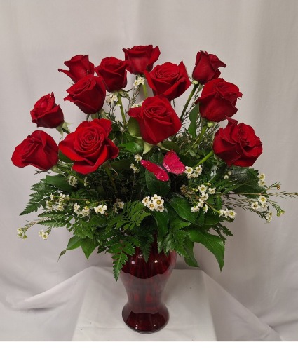 Dozen Red Roses Flower Arrangement