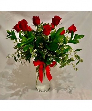 Dozen Red Roses Vase Arrangement