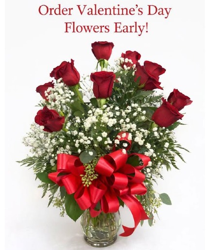 Dozen Red Roses Vase Arrangement