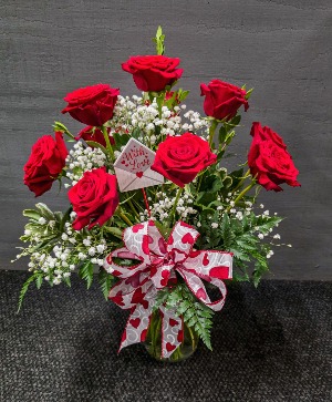 Dozen Roses Vased 