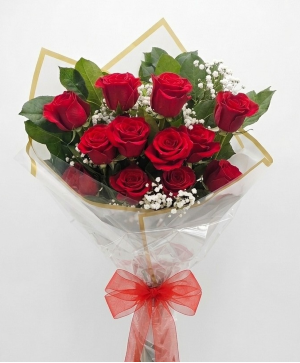 Dozen Roses Bouquet  Loose Wrapped Bouquet