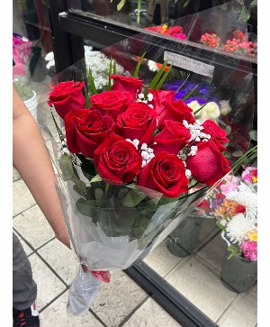 Dozen Roses Wrapped Bouquet 