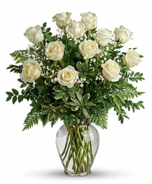 Dozen White Roses Arrangement