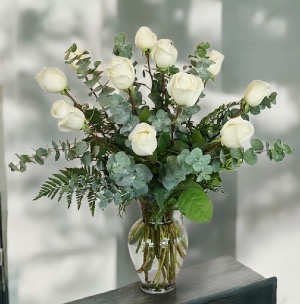 Dozen White Roses  