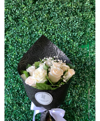 Dozen White Roses Handwrapped  