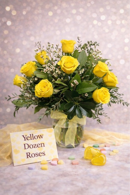 Dozen Yellow Roses Arrangement 