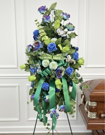 Dragonfly Whisper Silk Standing Spray SS-106 $200 Sympathy Silk Arrangement