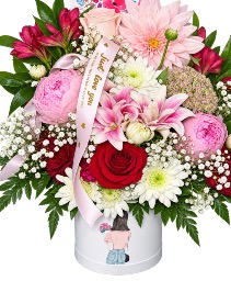 FLORAL HAT BOX ARRANGEMENT JUST BECAUSE 