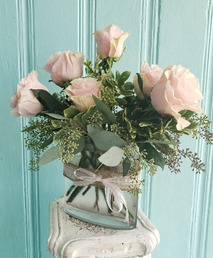 Dusty Pink Half Dozen Roses Flower Arrangement