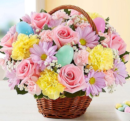 Easter Basket Easter Basket made of carnations, daisies, roses, and baby breath.
