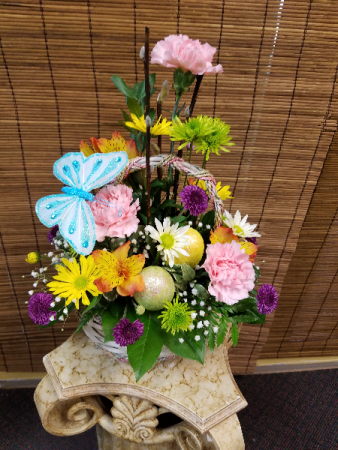 Easter Basket with Butterfly Visitor 