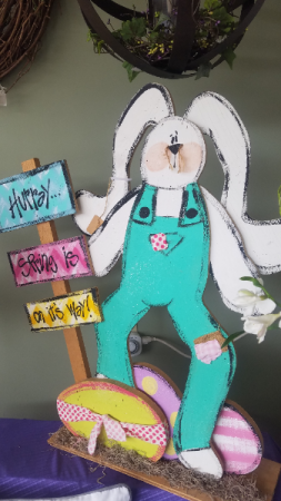 Easter Bunny HOORAY! Painted Wood